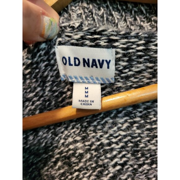 Mens Old Navy Black Gray Shawl Neck Wool Blend Cardigan Sweater Grandpa Sz M - Picture 5 of 7